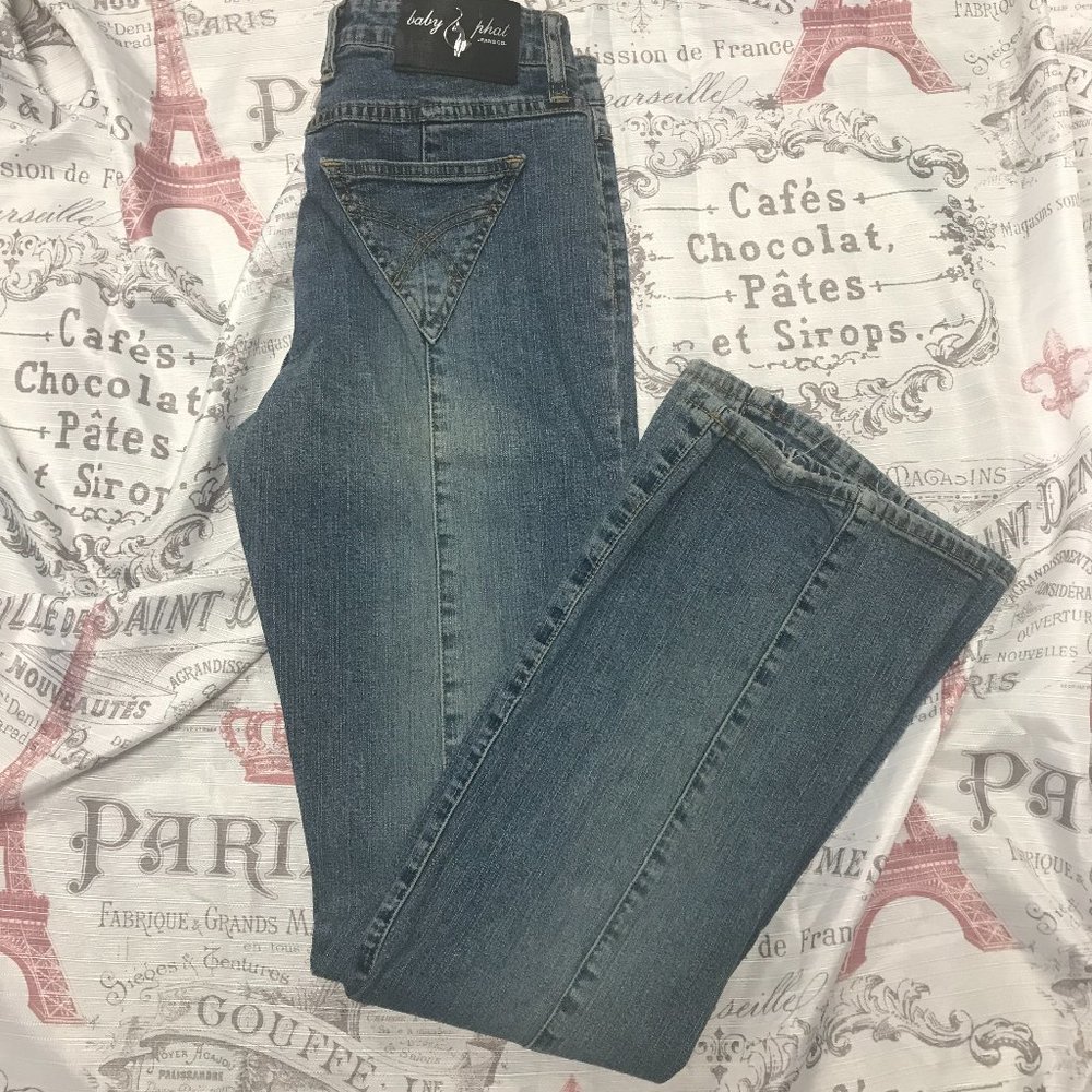 Baby Phat juniors flare V pocket jeans
